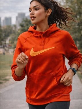 Nike Orange Hoodie with Yellow Swoosh